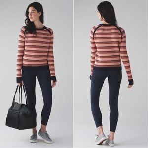 Lululemon Devi Crew Sweater Naval Blue Plum Peach